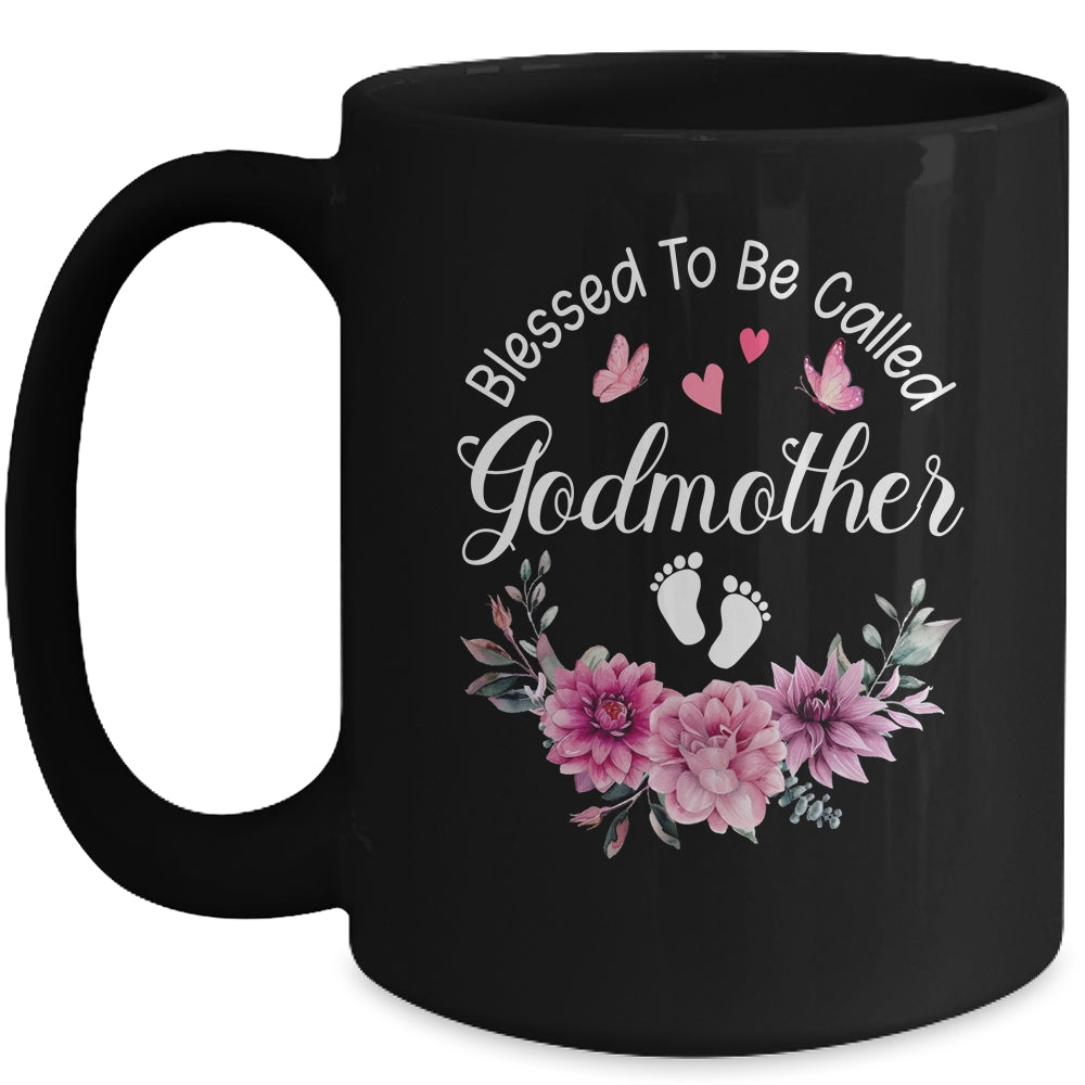 Blessed To Be Called Godmother Women Floral Decor Godmother Mug | siriusteestore