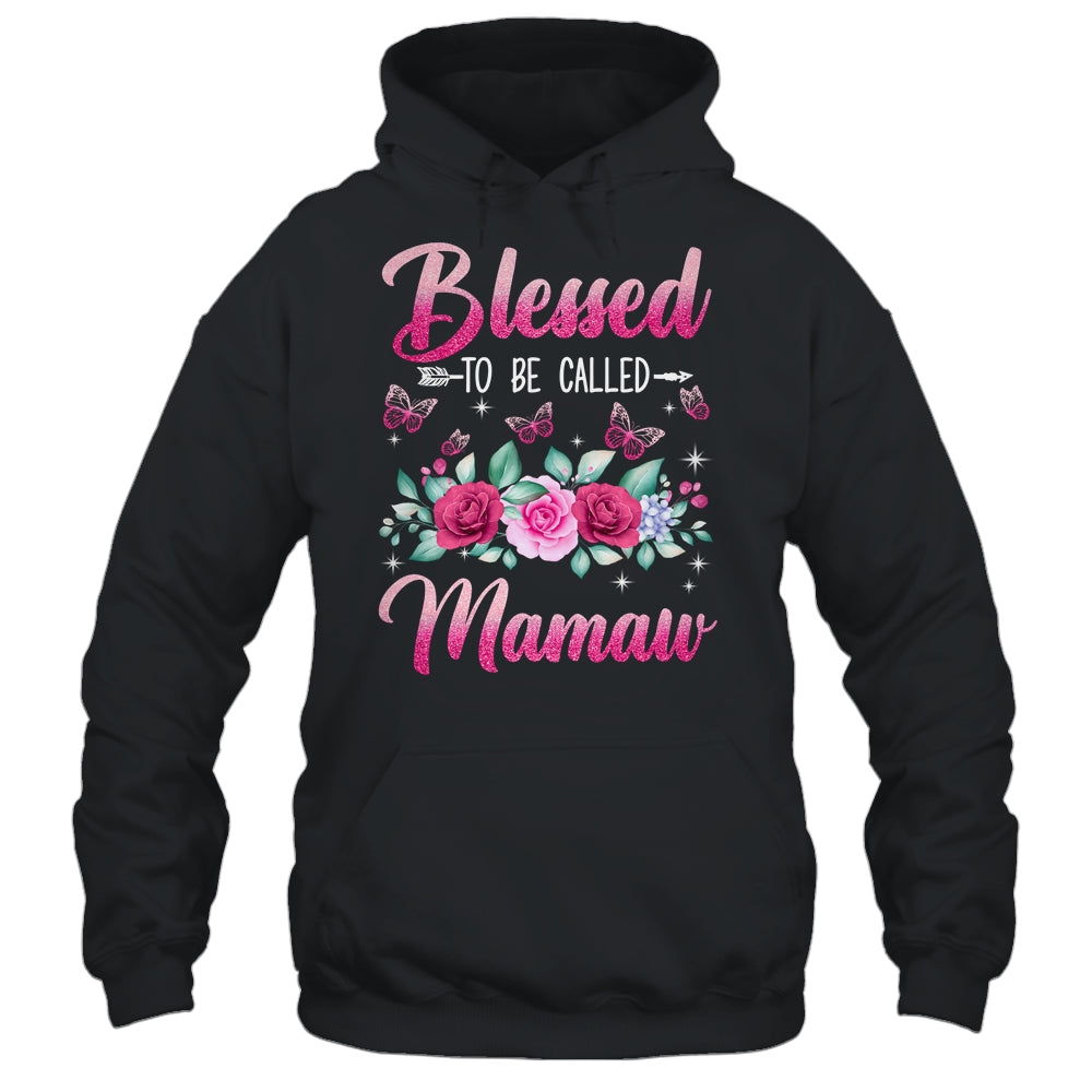 Blessed To Be Called Mamaw Mothers Day Birthday Rose Butterfly Shirt & Tank Top | siriusteestore