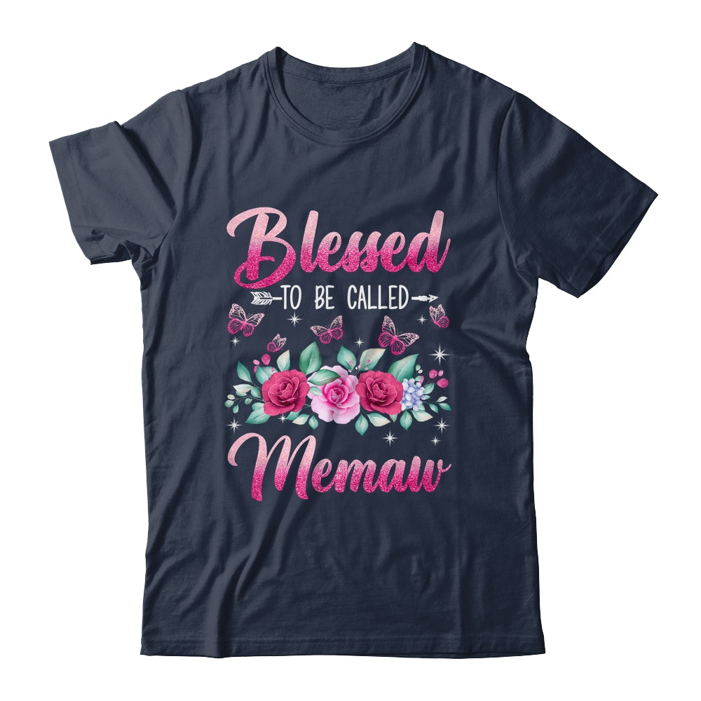 Blessed To Be Called Memaw Mothers Day Birthday Rose Butterfly Shirt & Tank Top | siriusteestore