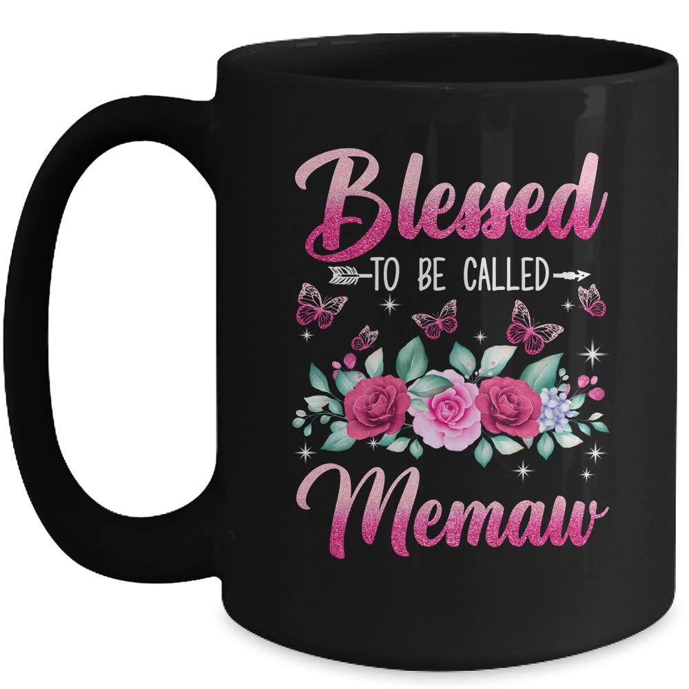 Blessed To Be Called Memaw Mothers Day Birthday Rose Butterfly Mug | siriusteestore