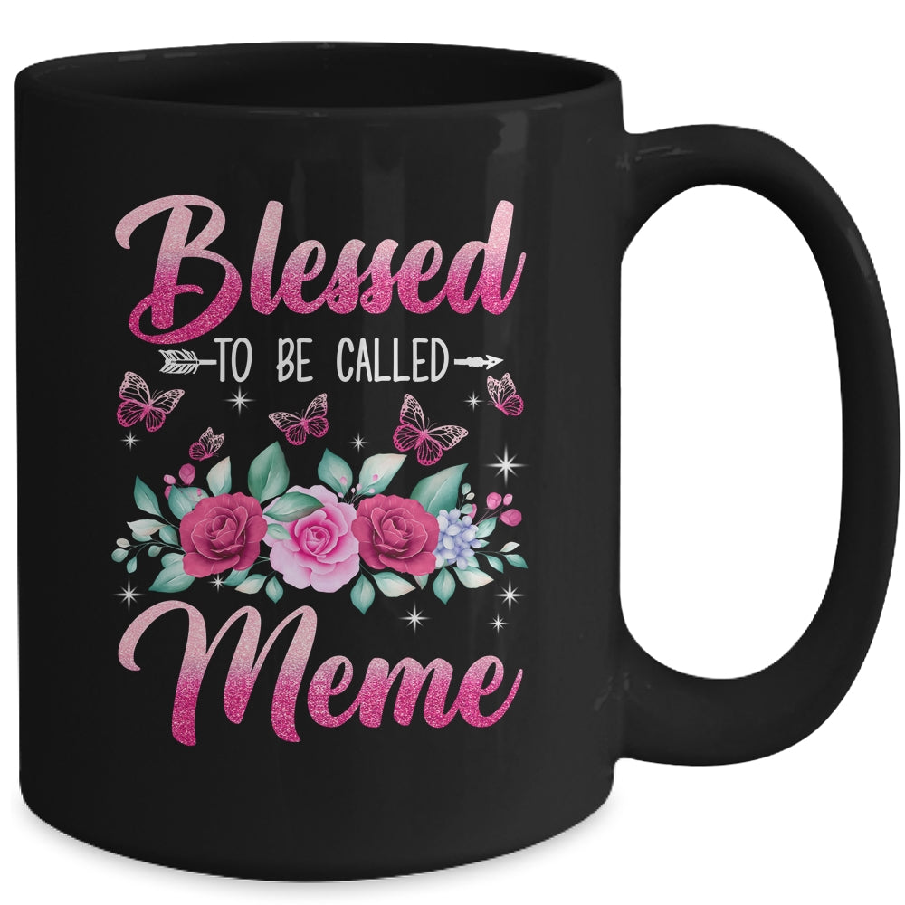Blessed To Be Called Meme Mothers Day Birthday Rose Butterfly Mug | siriusteestore