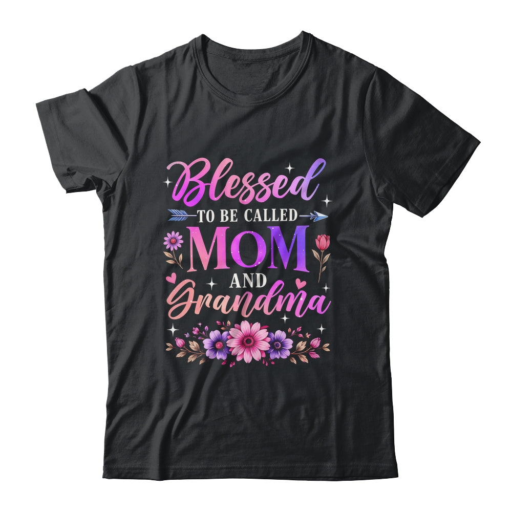 Blessed To Be Called Mom And Grandma Floral Grandmother Mom Shirt & Tank Top | siriusteestore