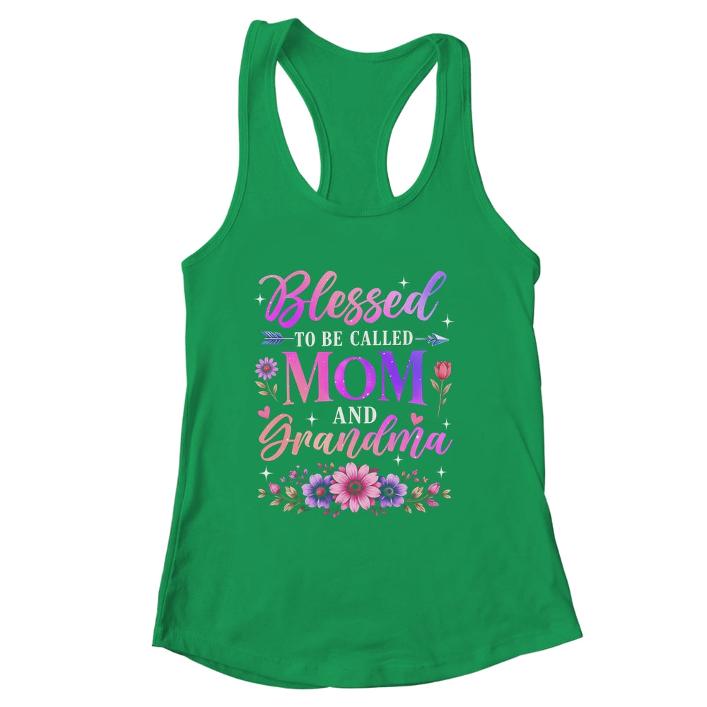 Blessed To Be Called Mom And Grandma Floral Grandmother Mom Shirt & Tank Top | siriusteestore