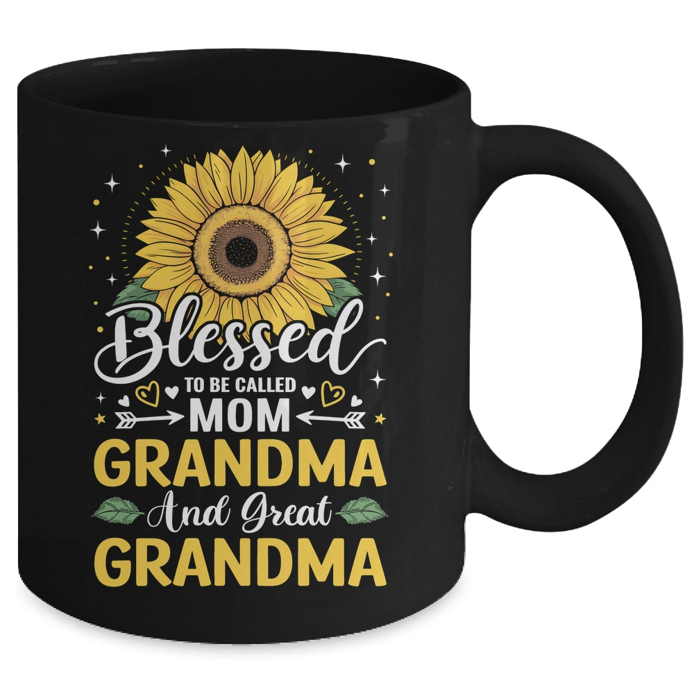 Blessed To Be Called Mom Grandma Great Grandma Mother's Day Sunflower Mug | siriusteestore