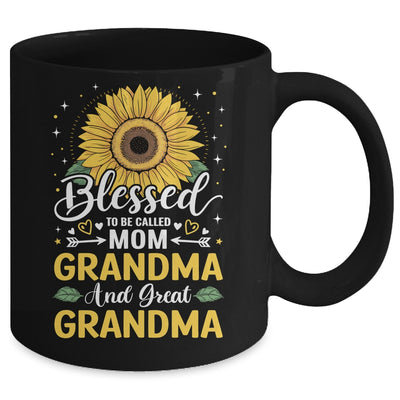 Blessed To Be Called Mom Grandma Great Grandma Mother's Day Sunflower Mug | siriusteestore