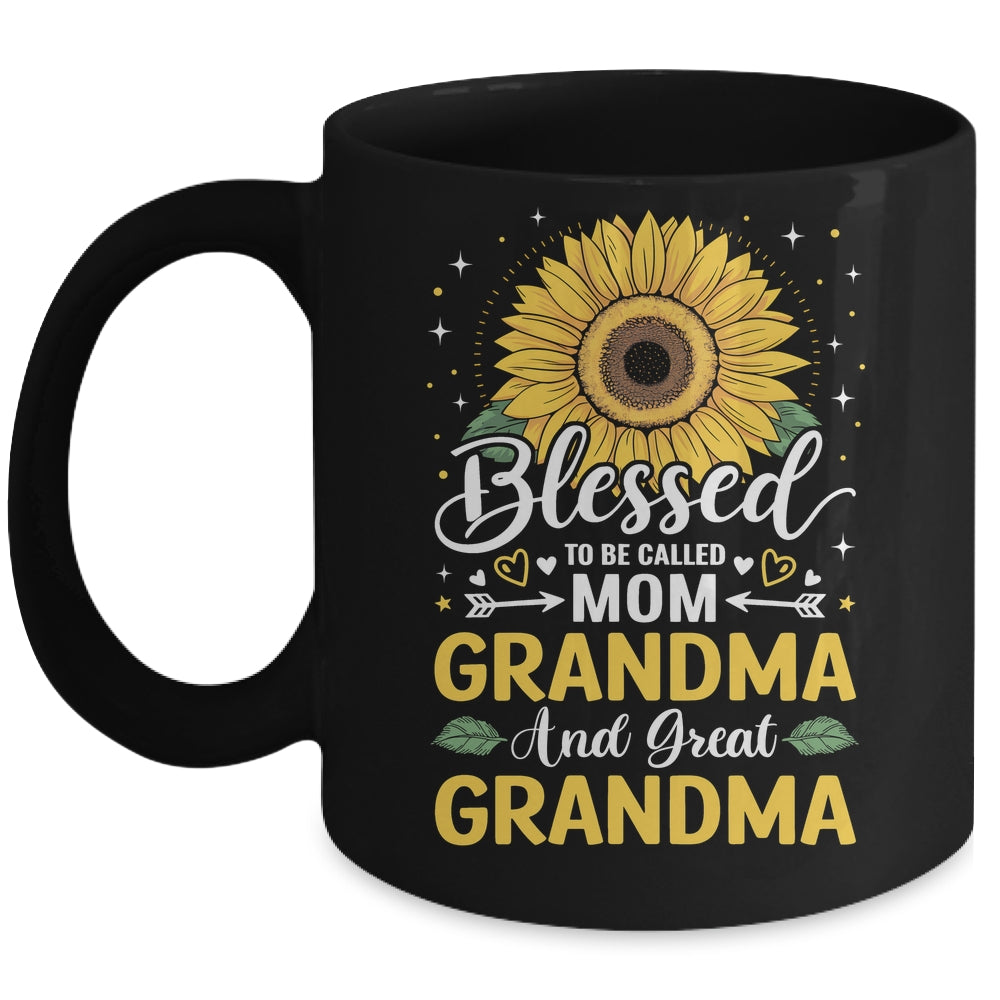 Blessed To Be Called Mom Grandma Great Grandma Mother's Day Sunflower Mug | siriusteestore