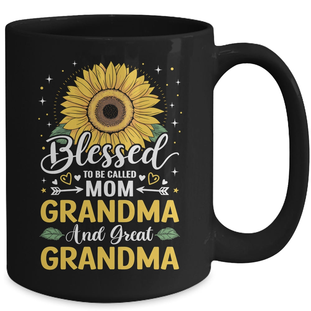 Blessed To Be Called Mom Grandma Great Grandma Mother's Day Sunflower Mug | siriusteestore