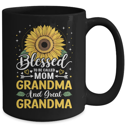 Blessed To Be Called Mom Grandma Great Grandma Mother's Day Sunflower Mug | siriusteestore