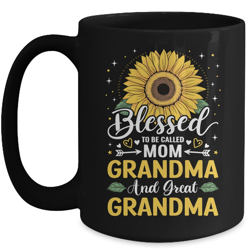 Blessed To Be Called Mom Grandma Great Grandma Mother's Day Sunflower Mug | siriusteestore