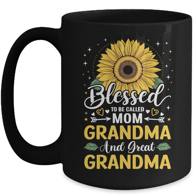 Blessed To Be Called Mom Grandma Great Grandma Mother's Day Sunflower Mug | siriusteestore