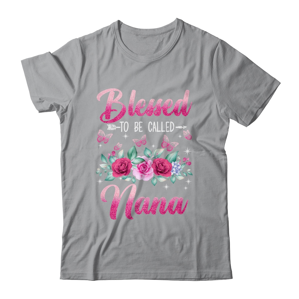 Blessed To Be Called Nana Mothers Day Birthday Rose Butterfly Shirt & Tank Top | siriusteestore