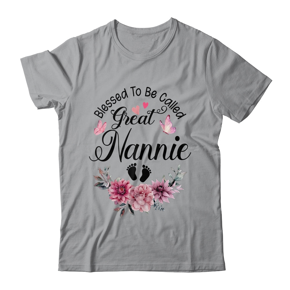 Blessed To Be Called Nannie Floral Nannie Mothers Day Shirt & Tank Top | siriusteestore