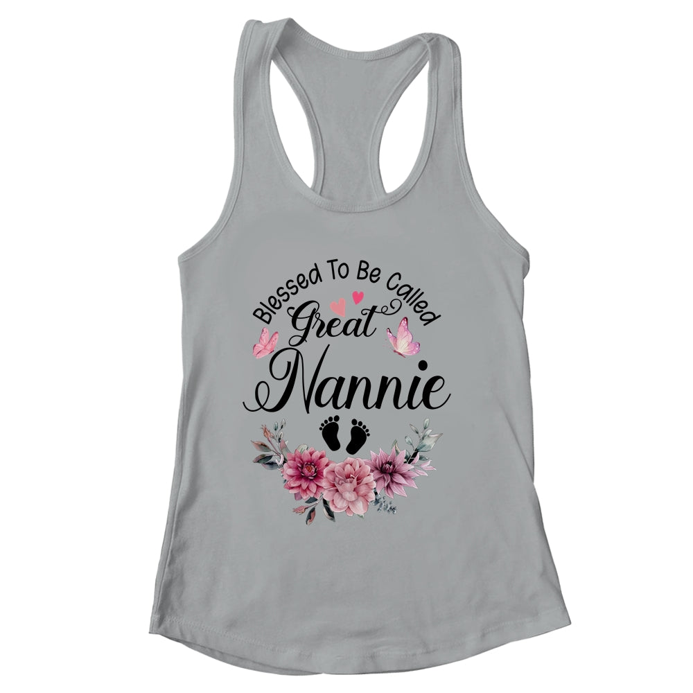 Blessed To Be Called Nannie Floral Nannie Mothers Day Shirt & Tank Top | siriusteestore