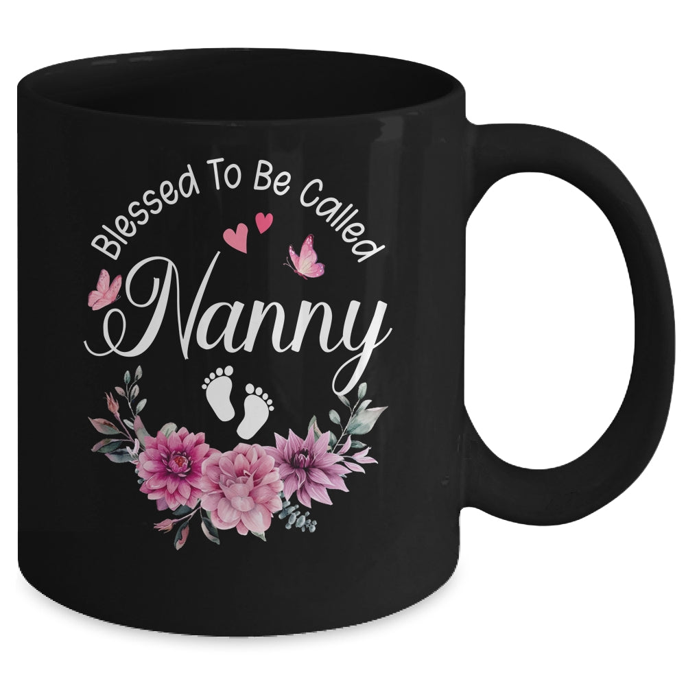 Blessed To Be Called Nanny Women Floral Decor Nanny Mug | siriusteestore