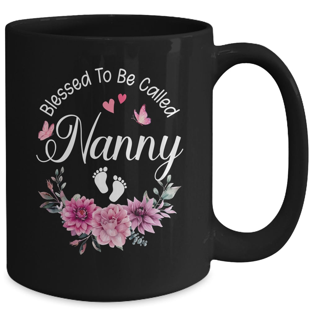 Blessed To Be Called Nanny Women Floral Decor Nanny Mug | siriusteestore