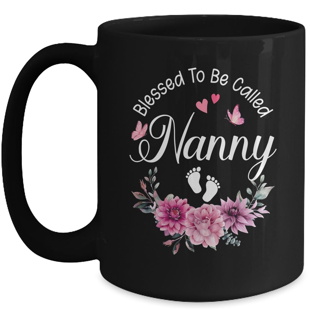 Blessed To Be Called Nanny Women Floral Decor Nanny Mug | siriusteestore