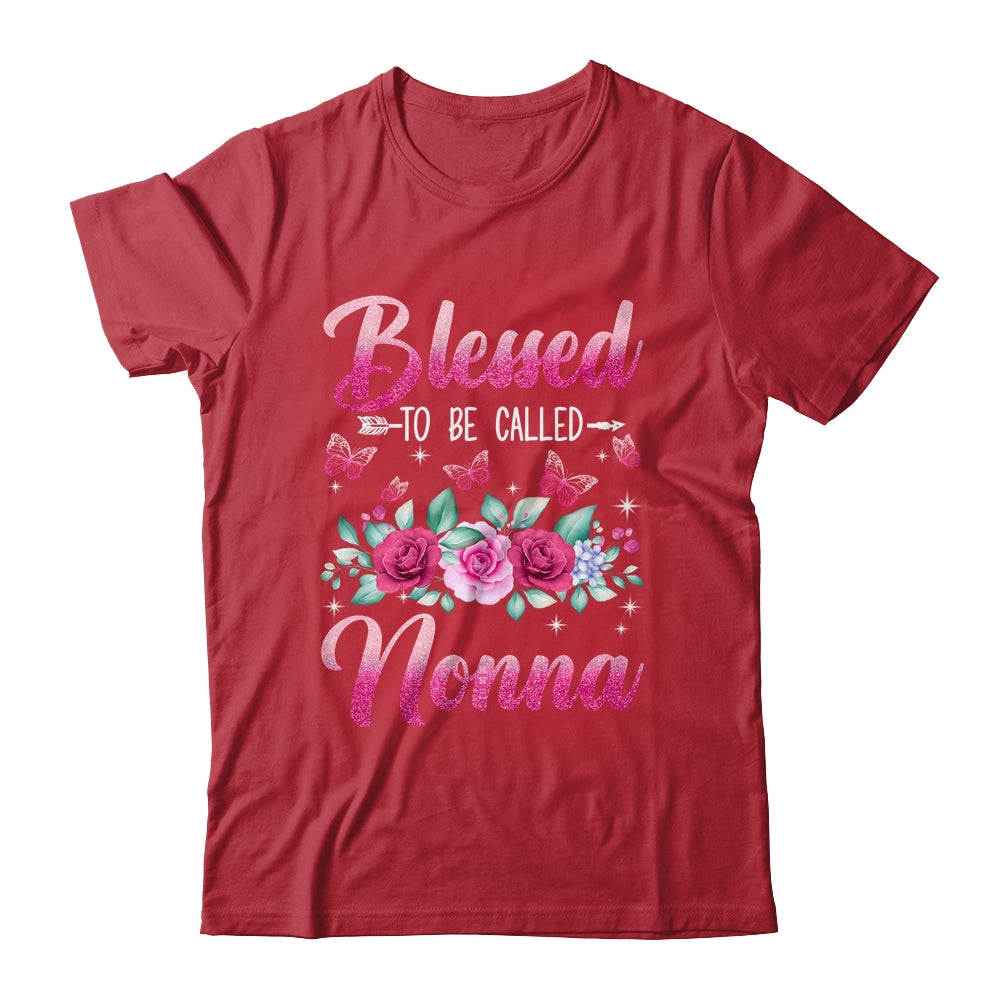 Blessed To Be Called Nonna Mothers Day Birthday Rose Butterfly Shirt & Tank Top | siriusteestore