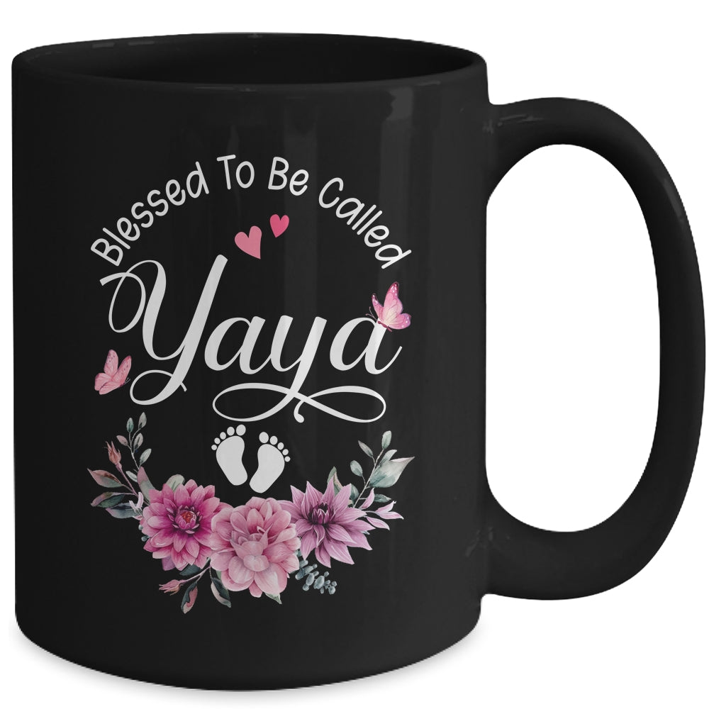 Blessed To Be Called Yaya Women Floral Decor Yaya Mug | siriusteestore