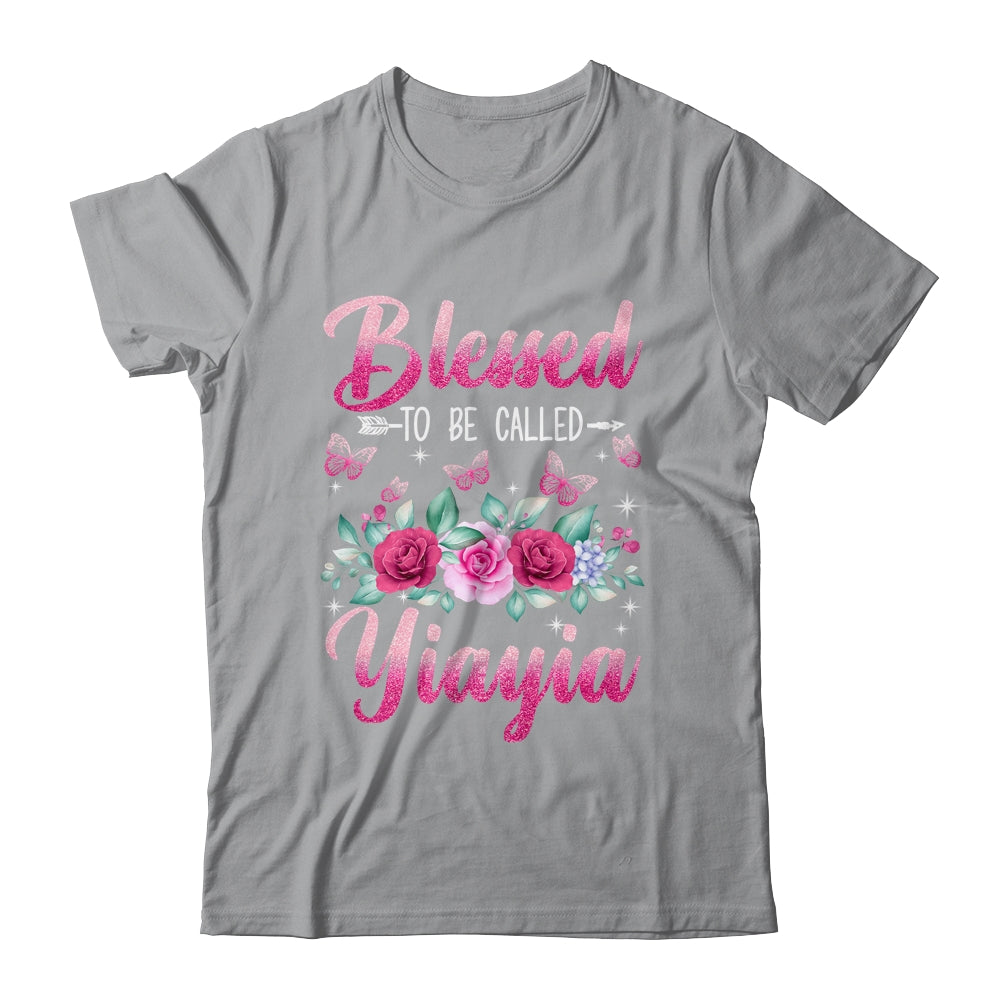 Blessed To Be Called Yiayia Mothers Day Birthday Rose Butterfly Shirt & Tank Top | siriusteestore