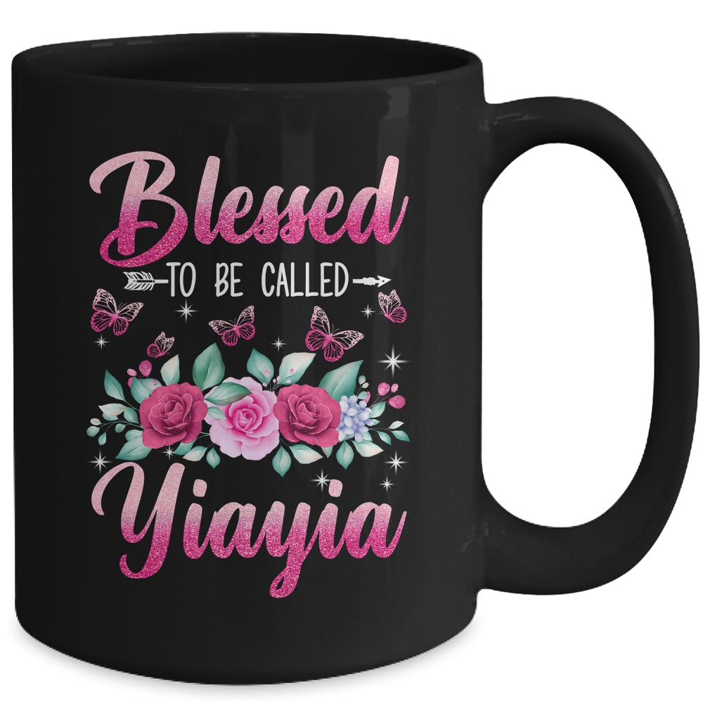Blessed To Be Called Yiayia Mothers Day Birthday Rose Butterfly Mug | siriusteestore