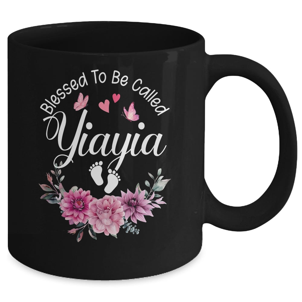 Blessed To Be Called Yiayia Women Floral Decor Yiayia Mug | siriusteestore