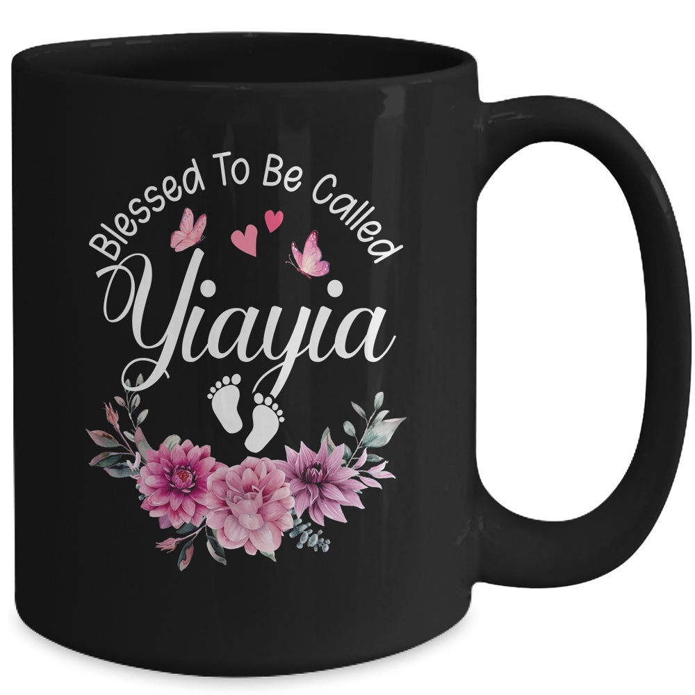 Blessed To Be Called Yiayia Women Floral Decor Yiayia Mug | siriusteestore