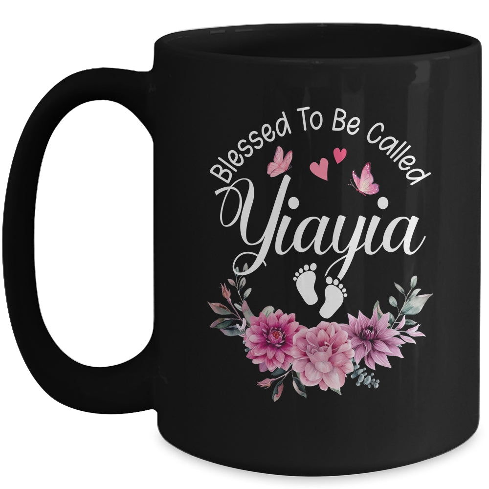 Blessed To Be Called Yiayia Women Floral Decor Yiayia Mug | siriusteestore