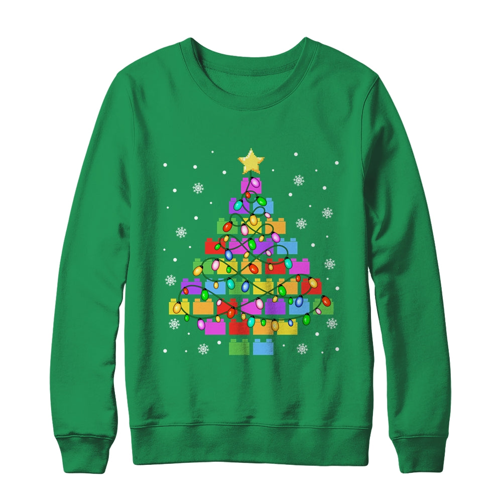 Block Brick Building Tree Christmas Xmas Master Builder Kids Shirt & Sweatshirt | siriusteestore