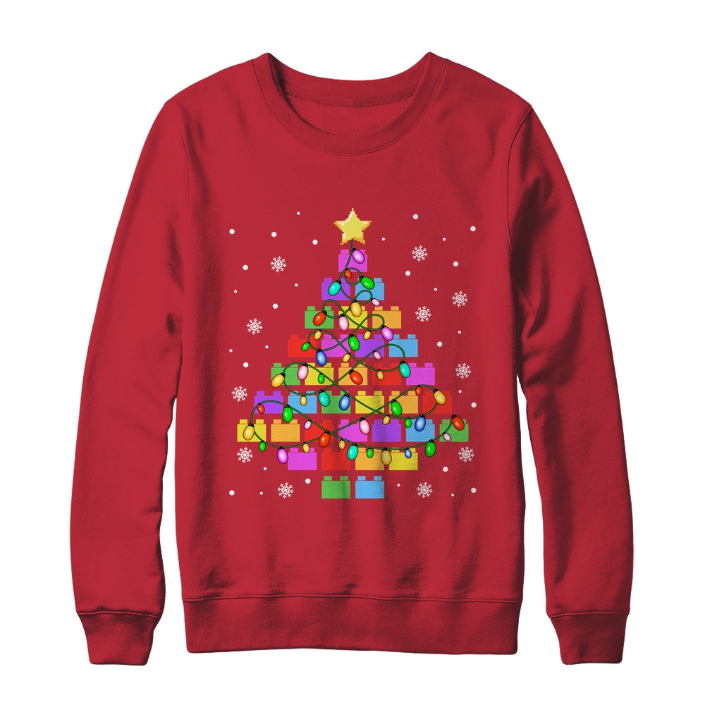 Block Brick Building Tree Christmas Xmas Master Builder Kids Shirt & Sweatshirt | siriusteestore