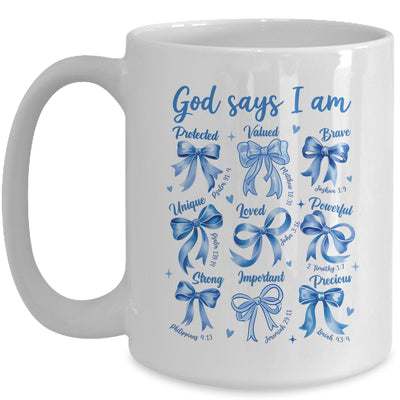 Blue Bow God Say I Am Christian Girl Women Bible Verse Jesus Mug | siriusteestore
