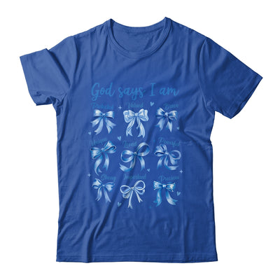 Blue Bow God Say I Am Christian Girl Women Bible Verse Jesus Shirt & Hoodie | siriusteestore