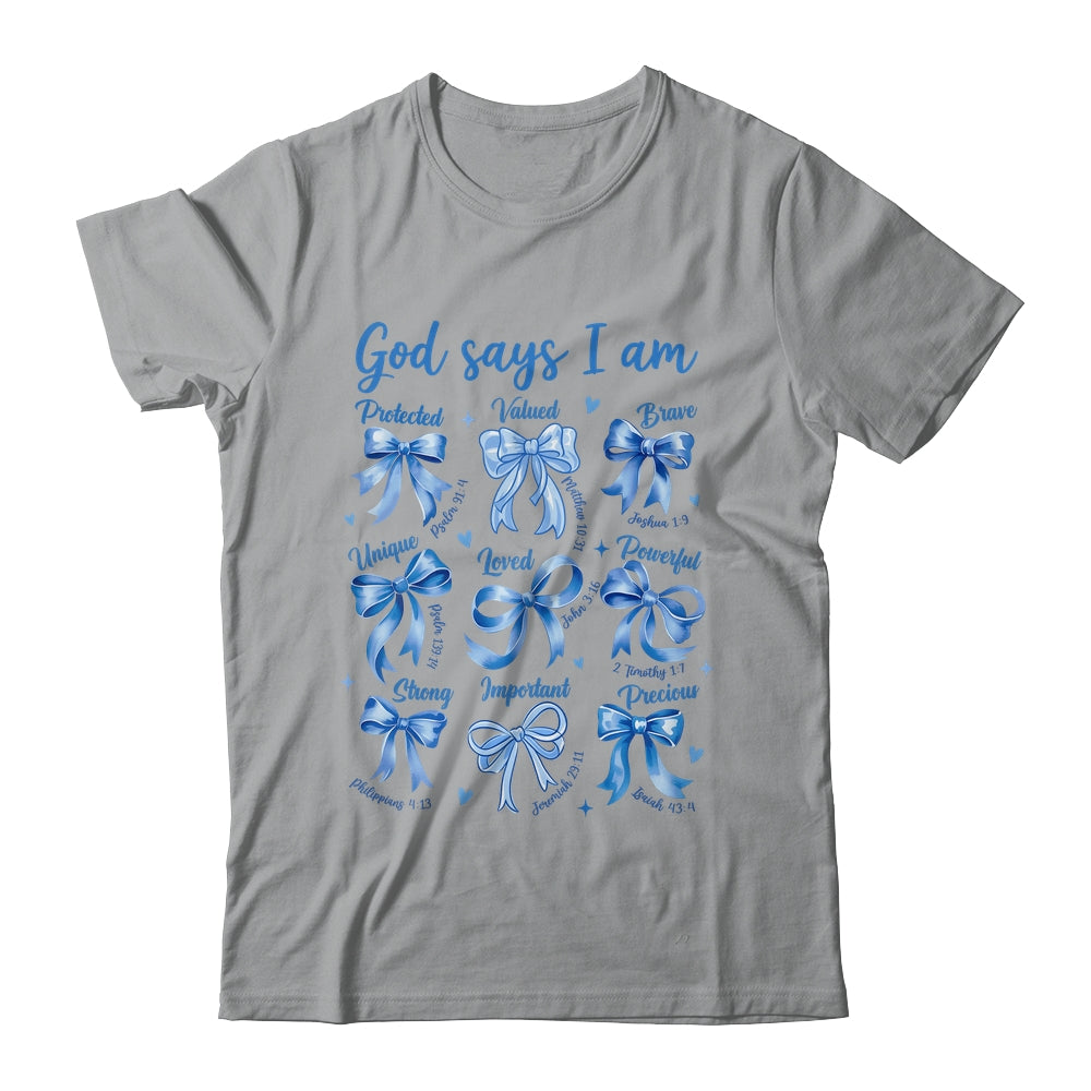 Blue Bow God Say I Am Christian Girl Women Bible Verse Jesus Shirt & Hoodie | siriusteestore