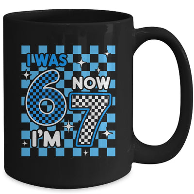 Blue Checkered I Was 6 Now I'm 7 Birthday Boy Bday Mug | siriusteestore