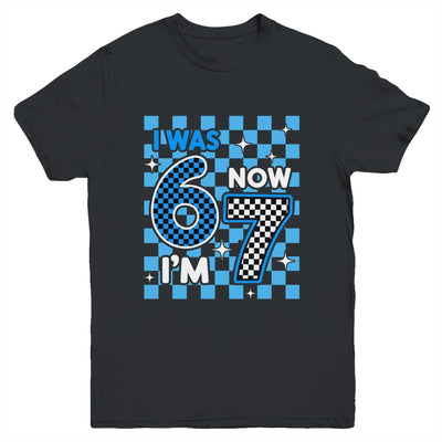 Blue Checkered I Was 6 Now I'm 7 Birthday Boy Bday Youth Shirt | siriusteestore