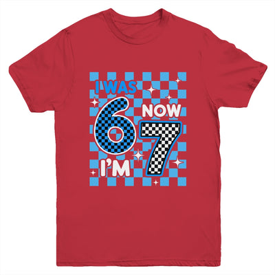 Blue Checkered I Was 6 Now I'm 7 Birthday Boy Bday Youth Shirt | siriusteestore