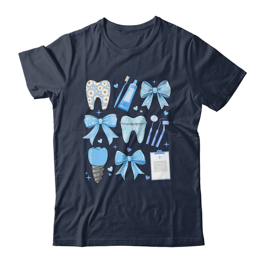 Blue Coquette Bow Cute Teeth Dentist Squad Dental Assistant Shirt & Hoodie | siriusteestore