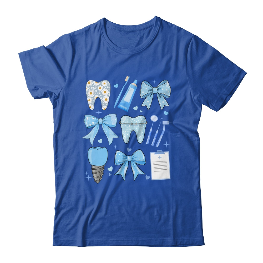 Blue Coquette Bow Cute Teeth Dentist Squad Dental Assistant Shirt & Hoodie | siriusteestore