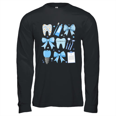 Blue Coquette Bow Cute Teeth Dentist Squad Dental Assistant Shirt & Hoodie | siriusteestore