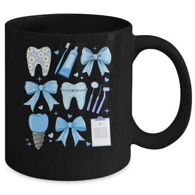 Blue Coquette Bow Cute Teeth Dentist Squad Dental Assistant Mug | siriusteestore