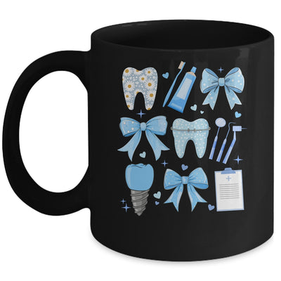 Blue Coquette Bow Cute Teeth Dentist Squad Dental Assistant Mug | siriusteestore