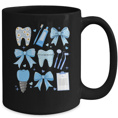 Blue Coquette Bow Cute Teeth Dentist Squad Dental Assistant Mug | siriusteestore