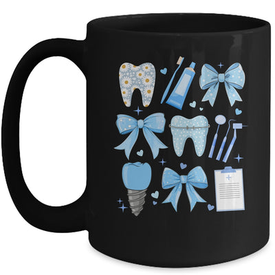 Blue Coquette Bow Cute Teeth Dentist Squad Dental Assistant Mug | siriusteestore