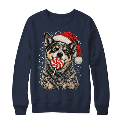 Blue Heeler Dog Christmas Santa Hat Candy Cane Funny Xmas Shirt & Sweatshirt | siriusteestore