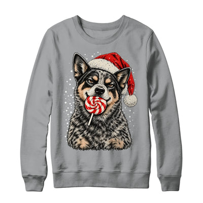 Blue Heeler Dog Christmas Santa Hat Candy Cane Funny Xmas Shirt & Sweatshirt | siriusteestore