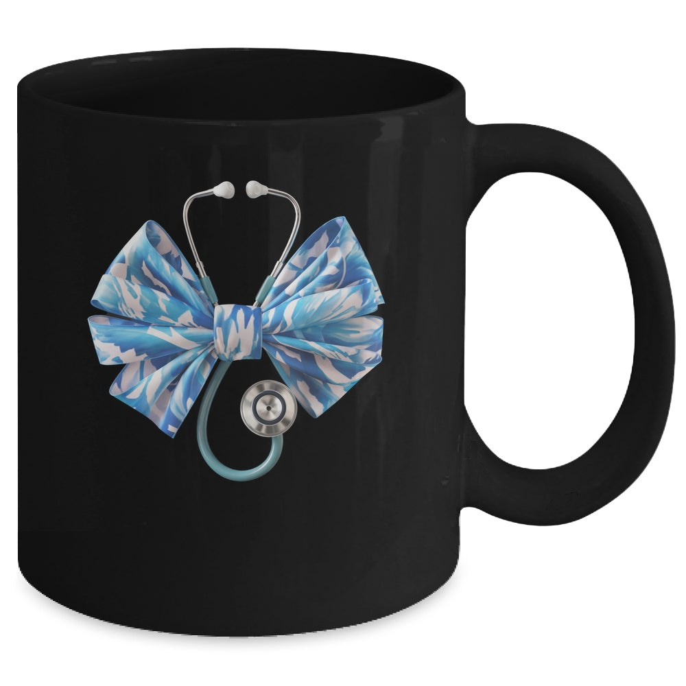 Blue Nurse Coquette Bow Stethoscope Nursing Medical Doctor Mug | siriusteestore