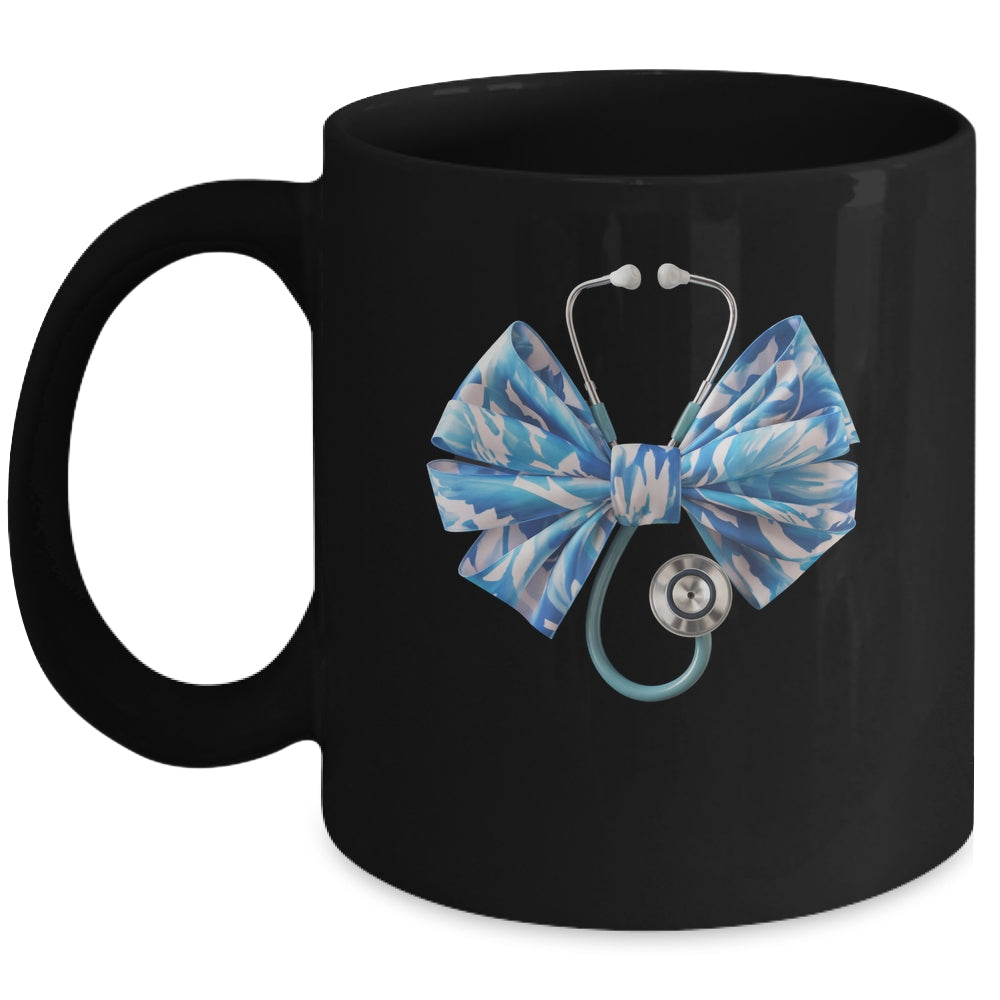 Blue Nurse Coquette Bow Stethoscope Nursing Medical Doctor Mug | siriusteestore