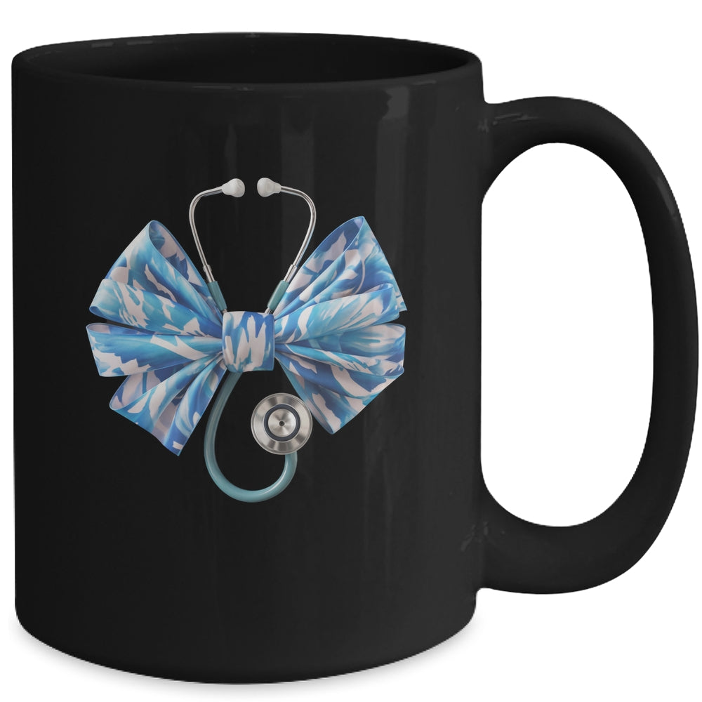 Blue Nurse Coquette Bow Stethoscope Nursing Medical Doctor Mug | siriusteestore