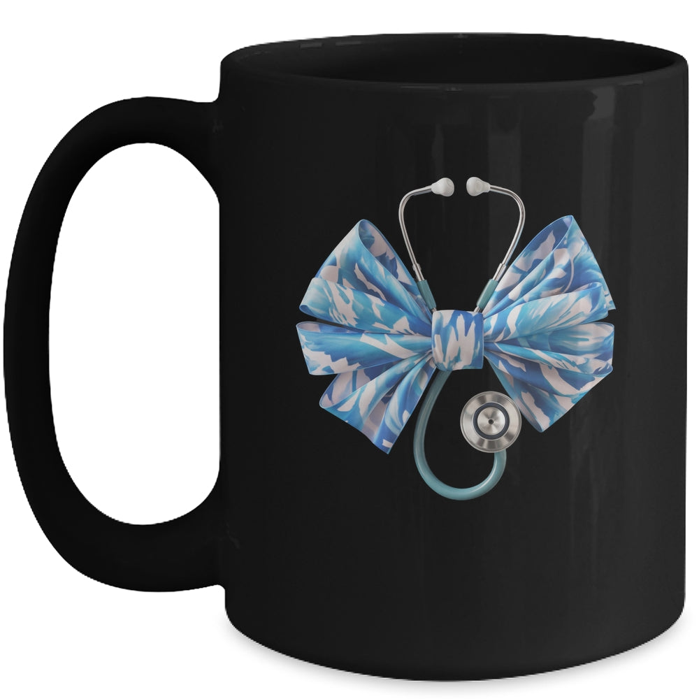 Blue Nurse Coquette Bow Stethoscope Nursing Medical Doctor Mug | siriusteestore