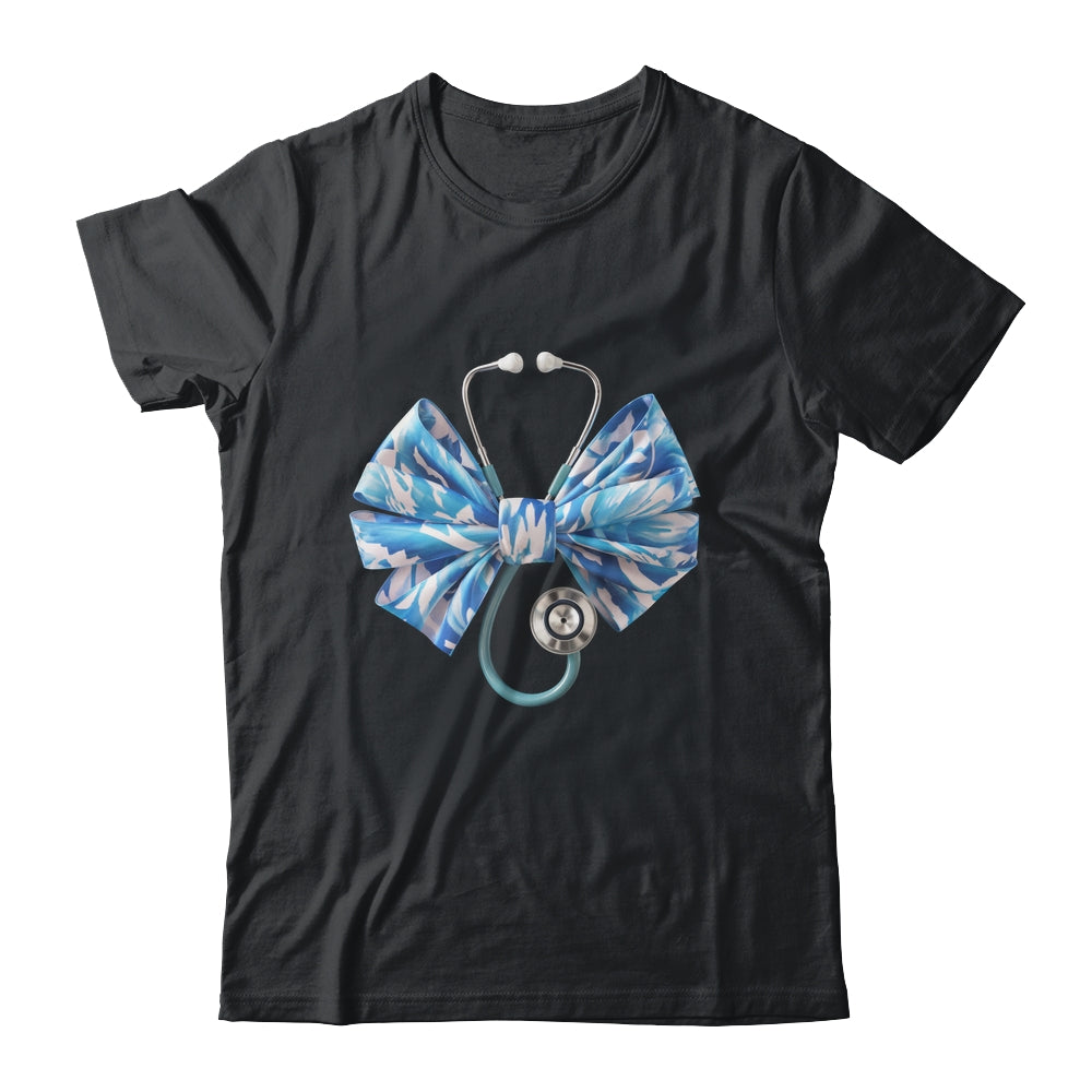 Blue Nurse Coquette Bow Stethoscope Nursing Medical Doctor Shirt & Tank Top | siriusteestore
