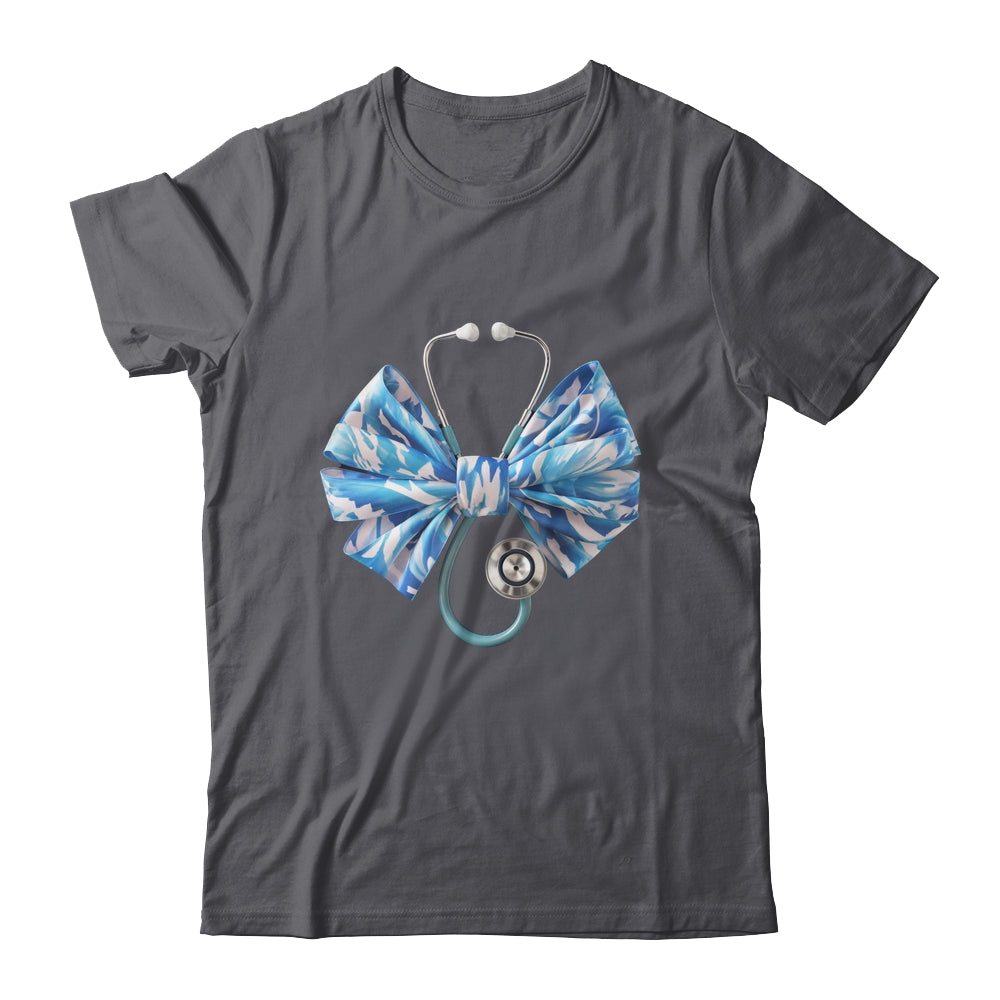 Blue Nurse Coquette Bow Stethoscope Nursing Medical Doctor Shirt & Tank Top | siriusteestore